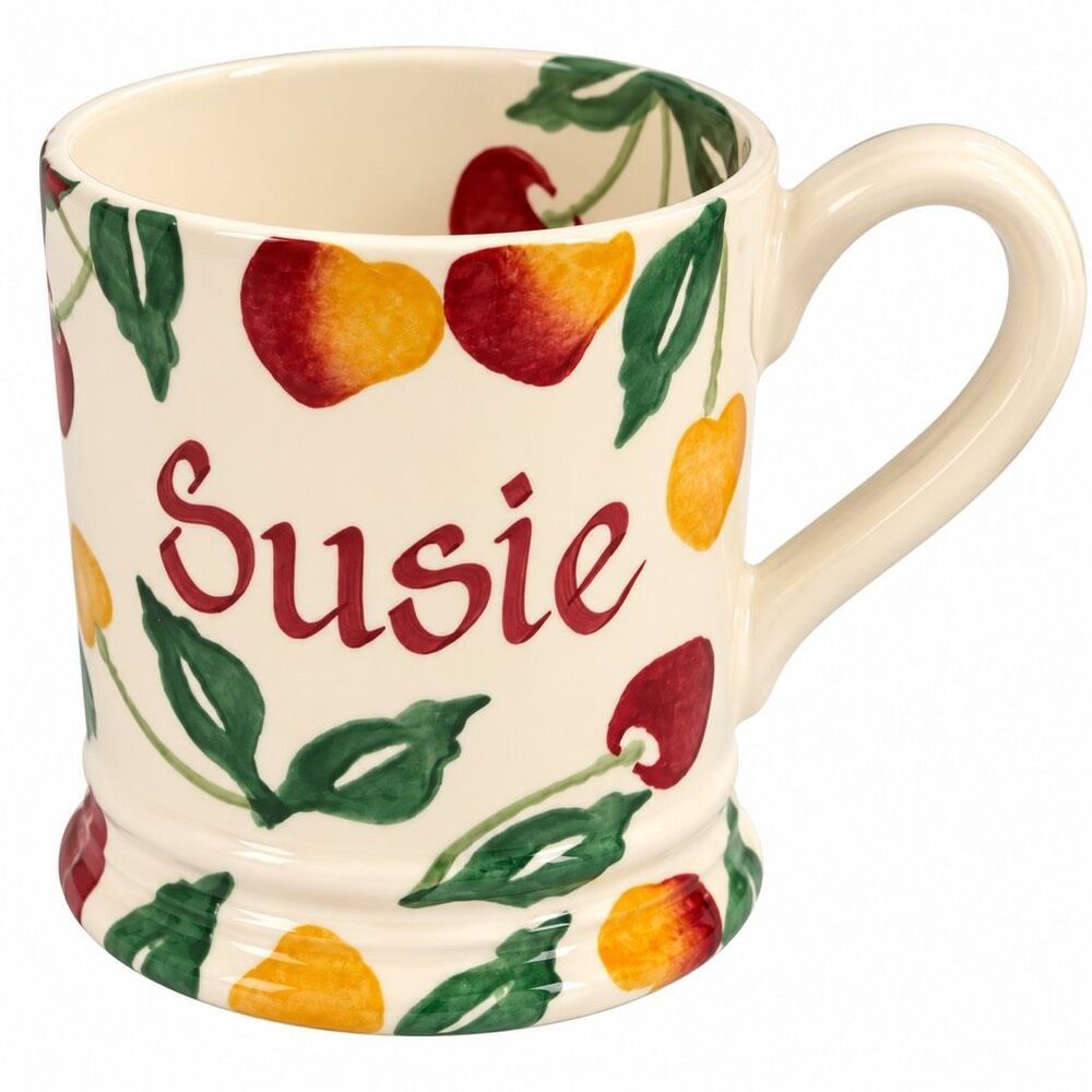 Emma Bridgewater Susie Personalized Name Fruit Floral 1/2 Pint Pottery Mug